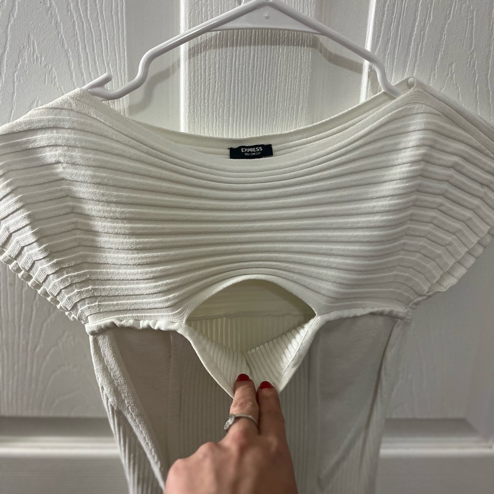 Express White Ribbed Bodysuit - Picture 7 of 13